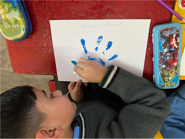 Class 2-A Activity (Our Earth – Hand Painting and Ear Bud Painting)