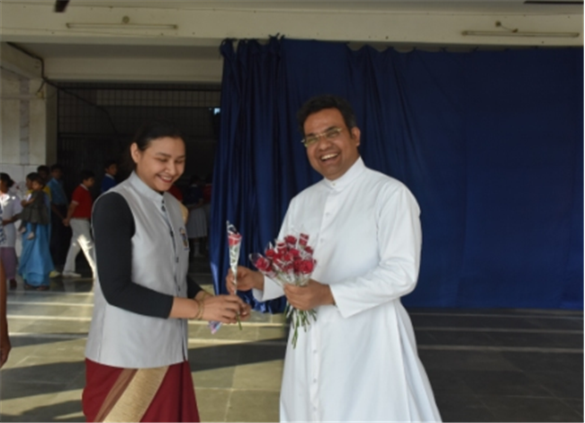 SJS Naini Welcomes the new Principal (Rev. Fr. Melwin Wilson D'Souza)