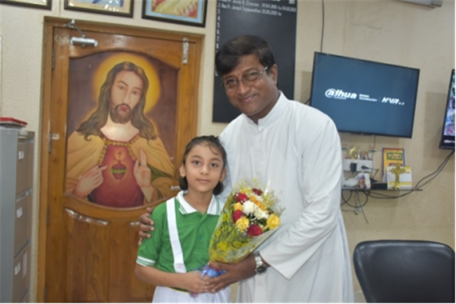 SJS Naini Welcomes the new Principal (Rev. Fr. Melwin Wilson D'Souza)