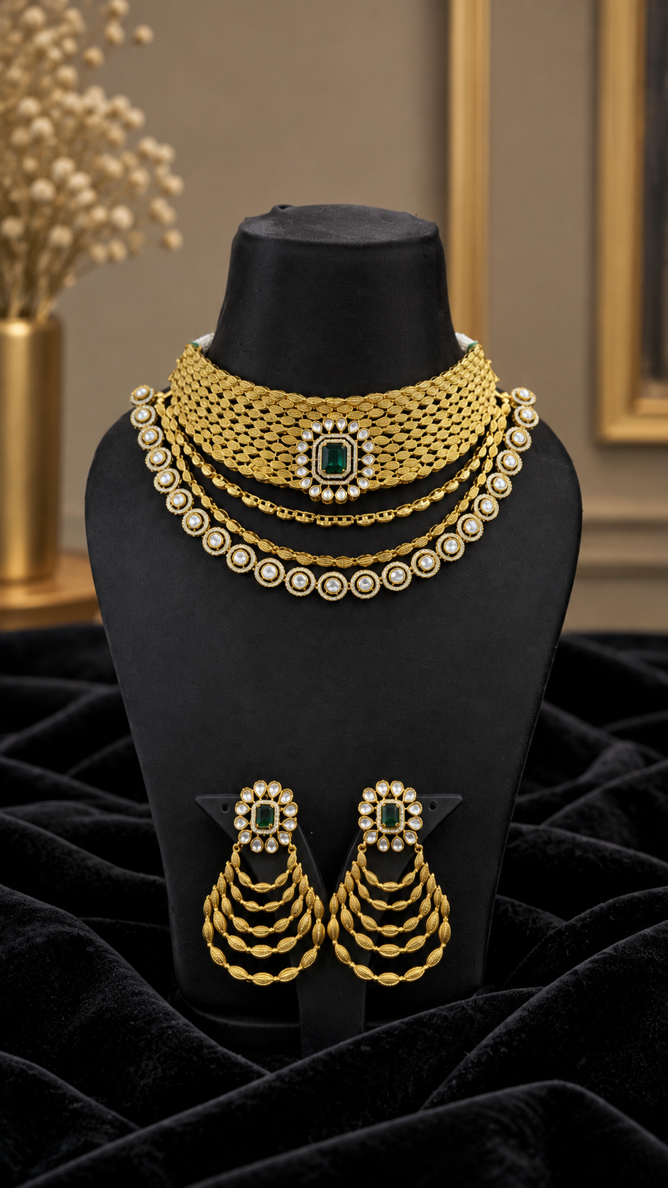 Traditional Gold-Look Layered Choker Set - Image 2