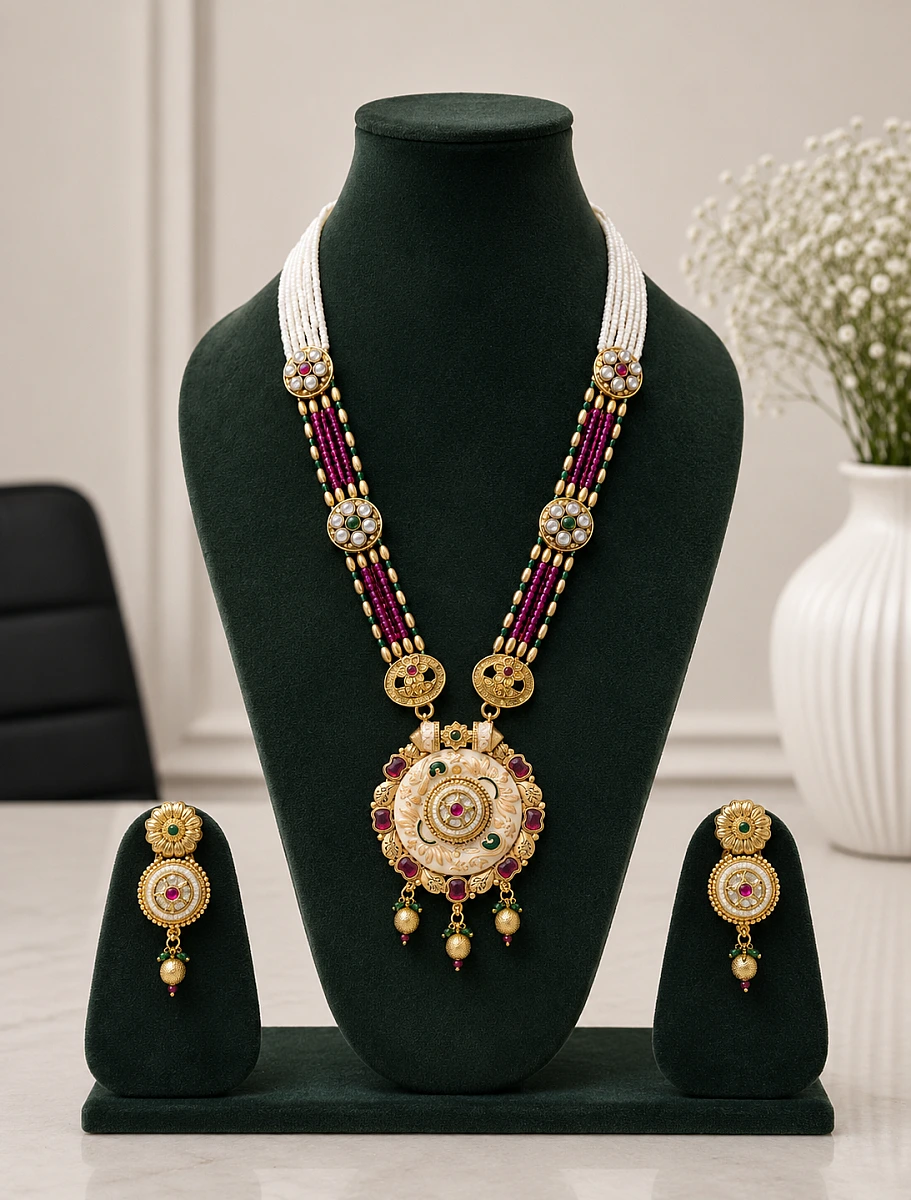Heritage Pearl Kundan Necklace Set