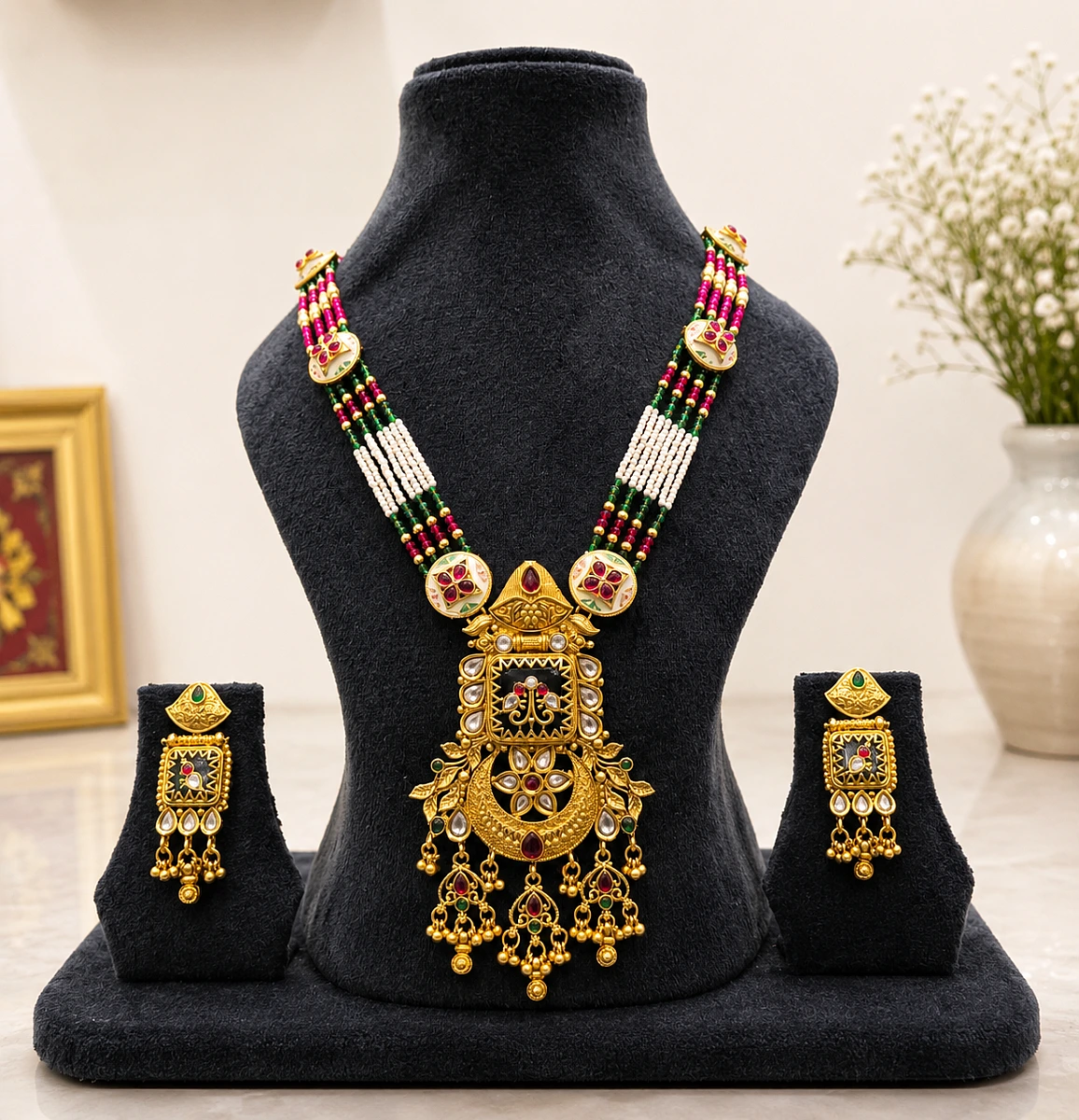 Heritage Pearl Kundan Necklace Set
