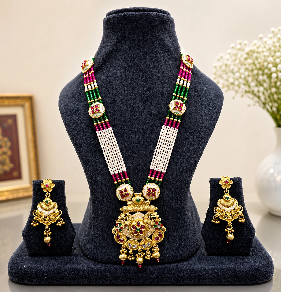 Heritage Pearl Kundan Necklace Set