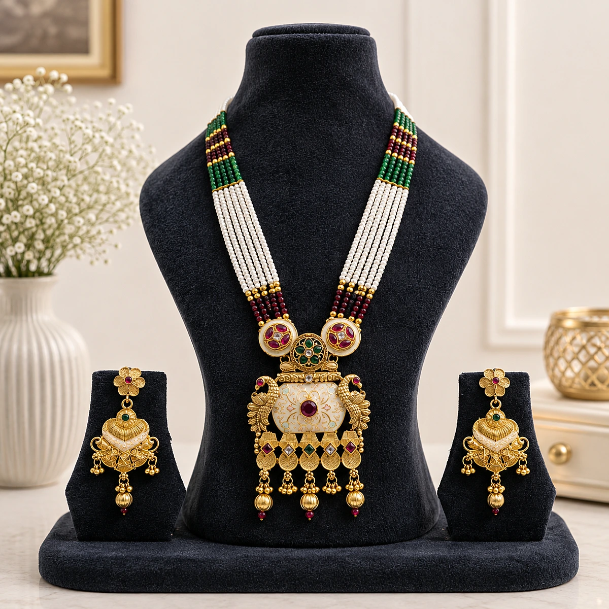 Heritage Pearl Kundan Necklace Set