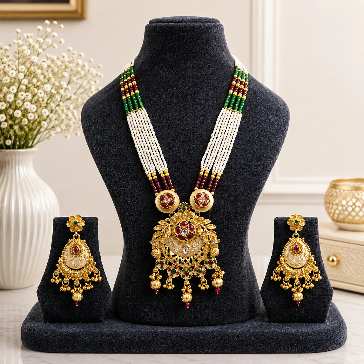 Heritage Pearl Kundan Necklace Set