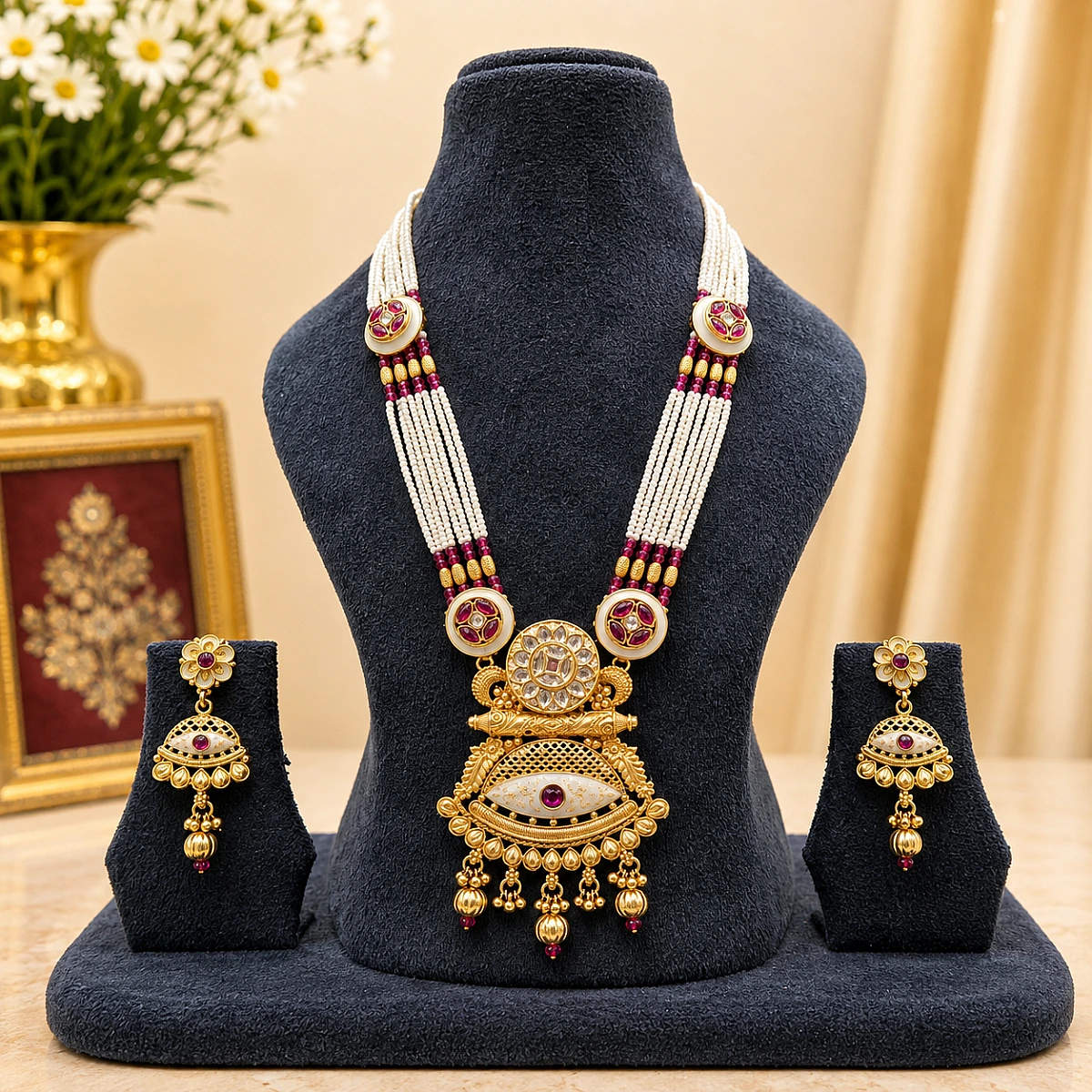 Heritage Pearl Kundan Necklace Set