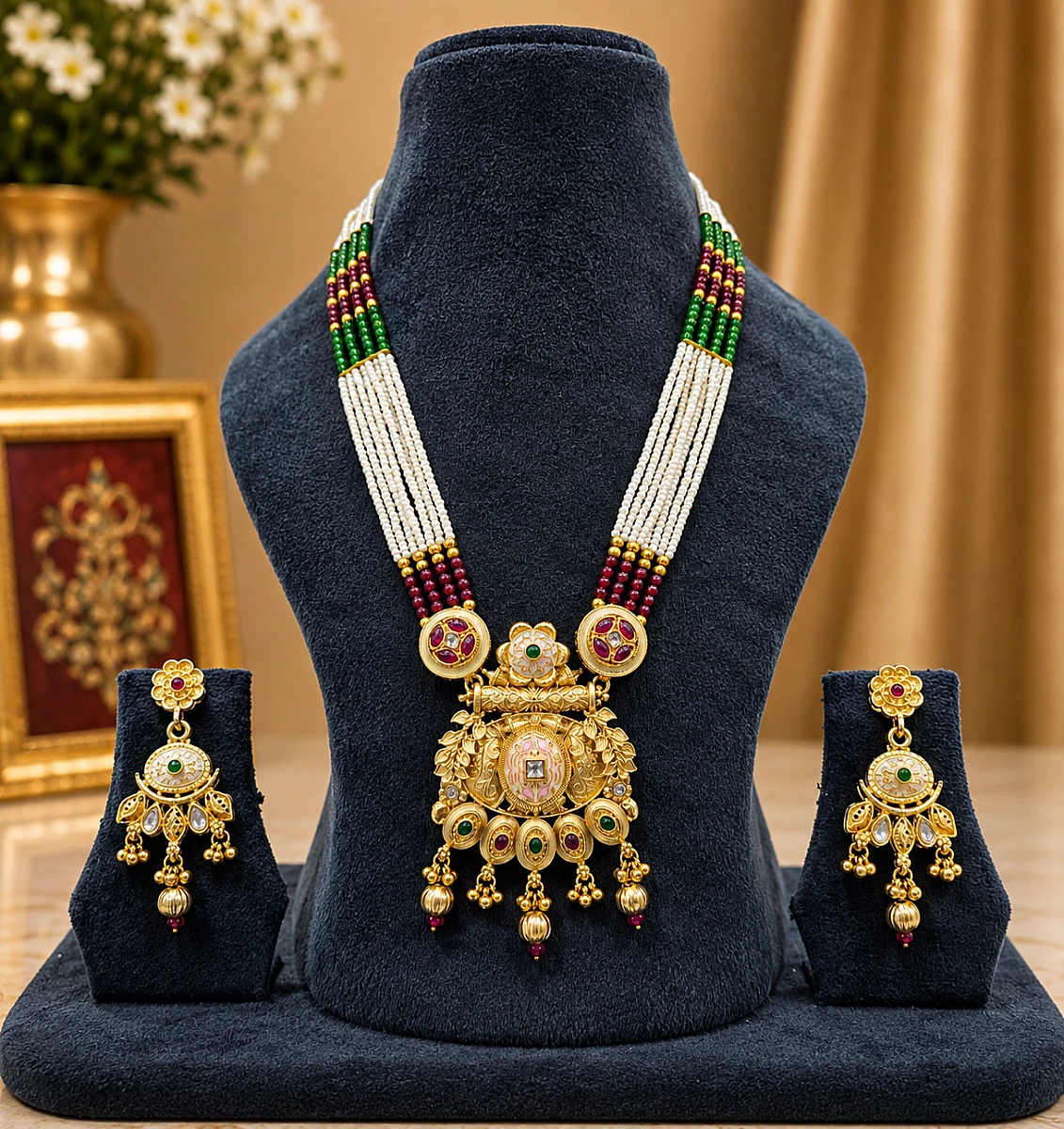 Heritage Pearl Kundan Necklace Set