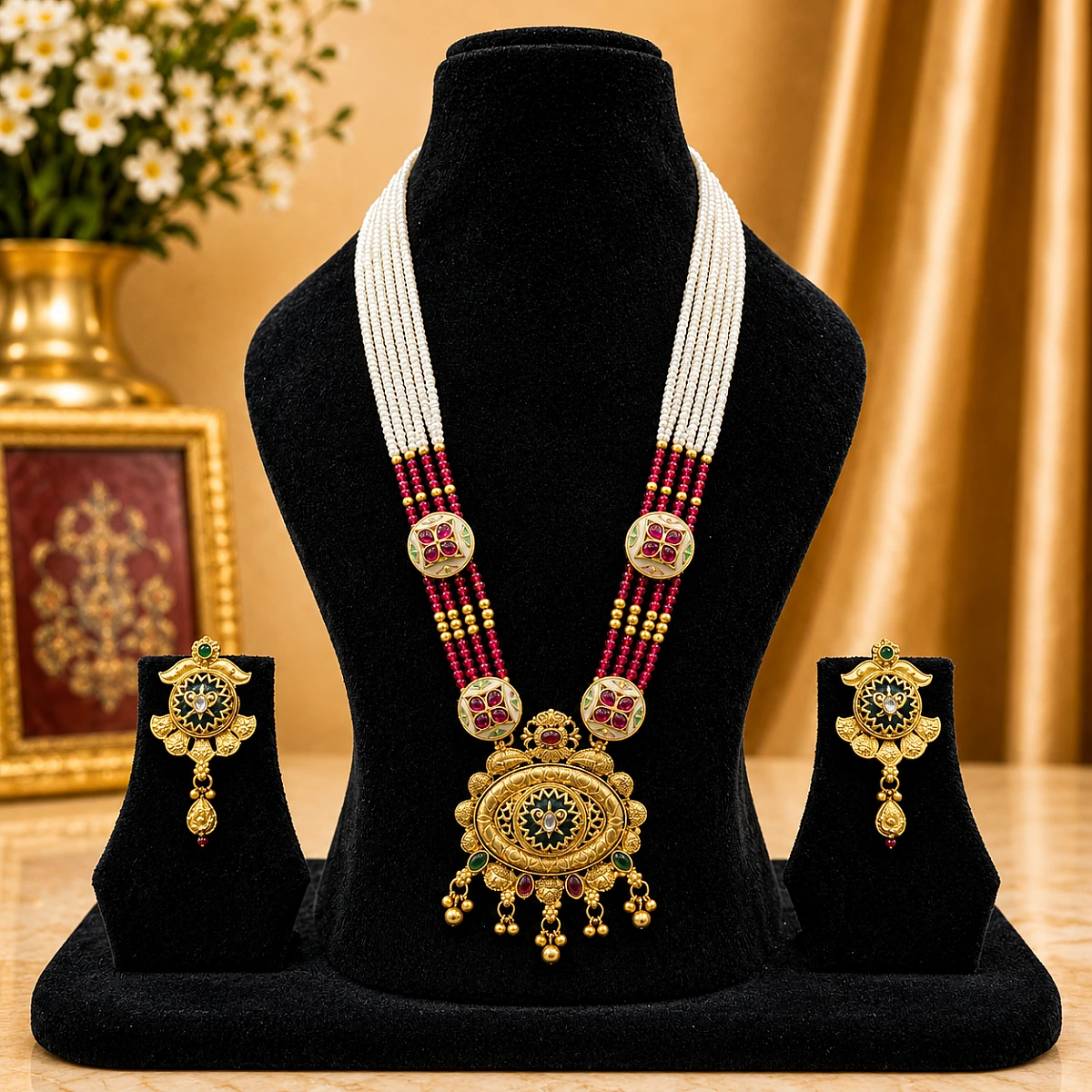 Heritage Pearl Kundan Necklace Set