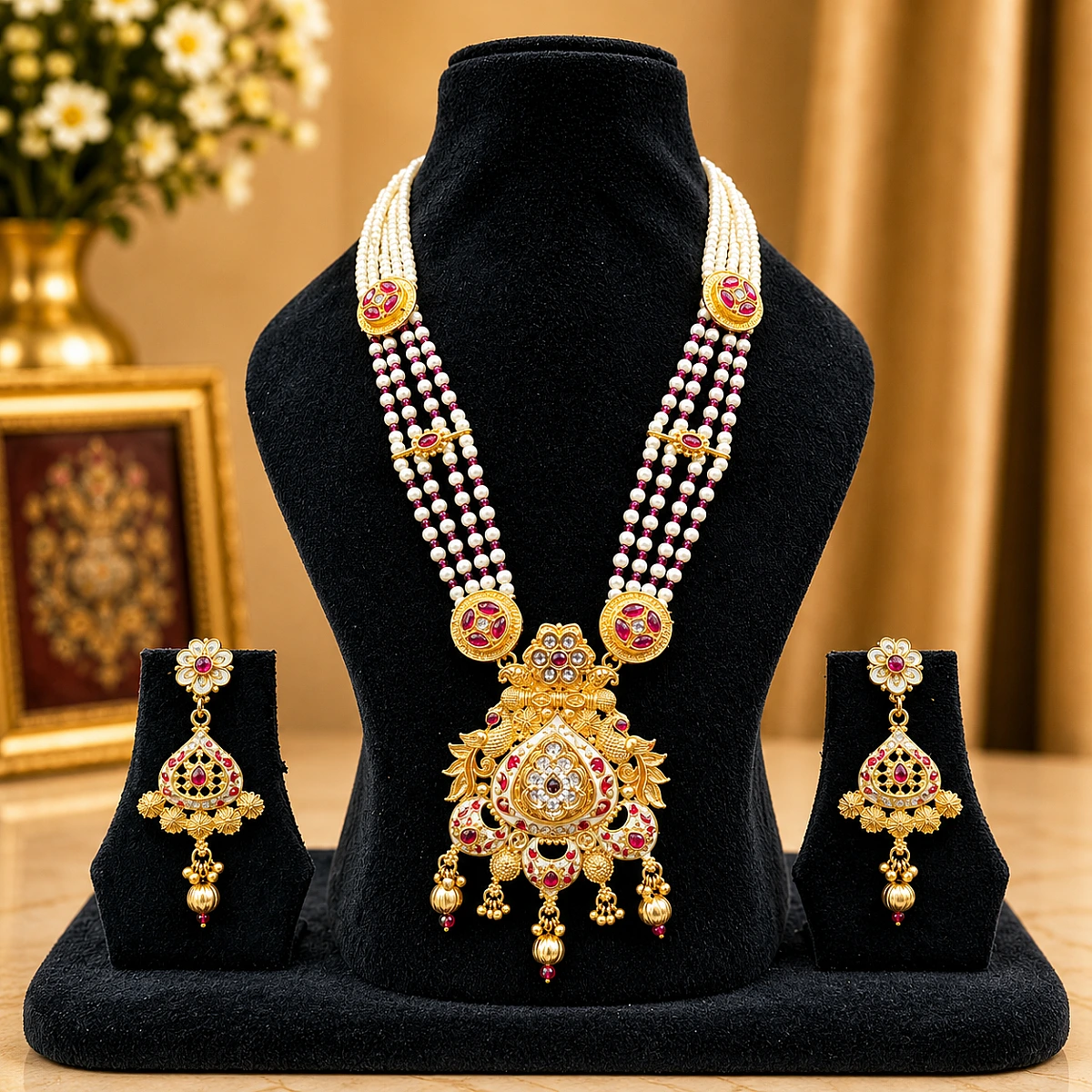 Heritage Pearl Kundan Necklace Set