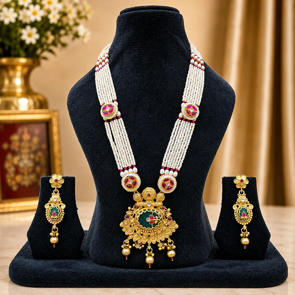 Heritage Pearl Kundan Necklace Set