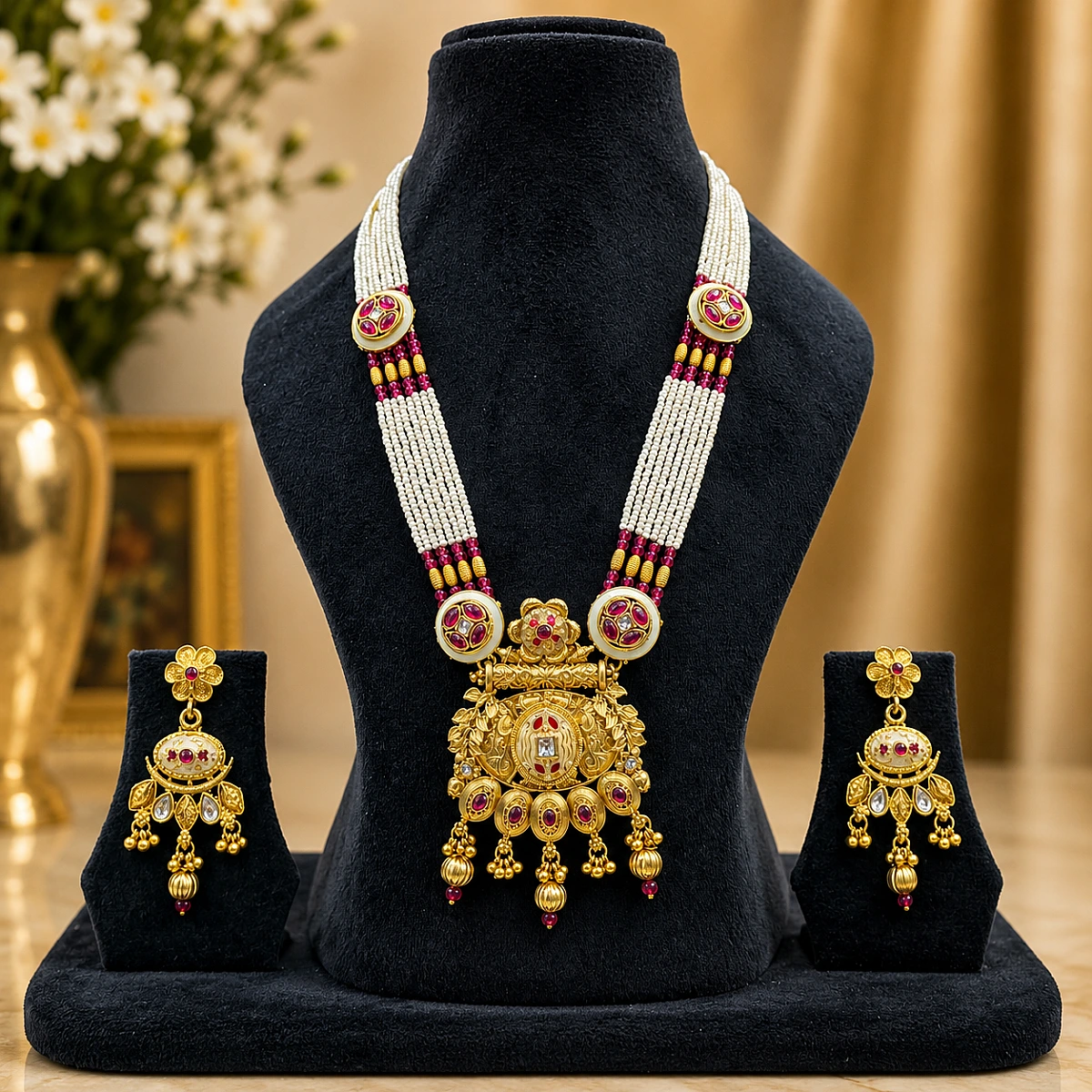 Heritage Pearl Kundan Necklace Set