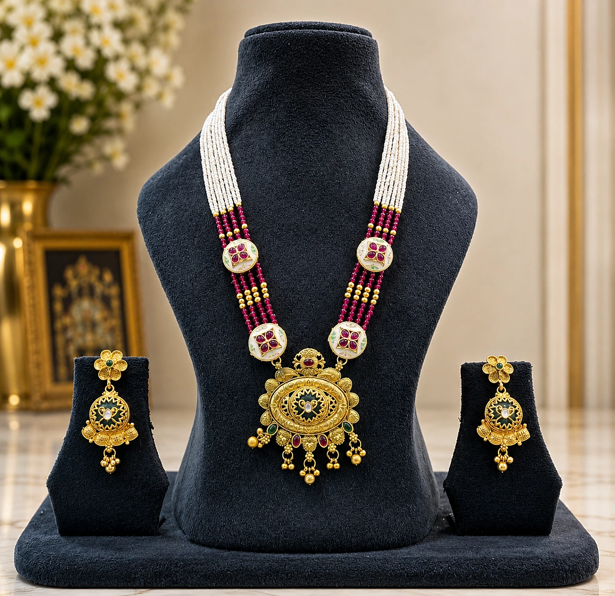 Heritage Pearl Kundan Necklace Set