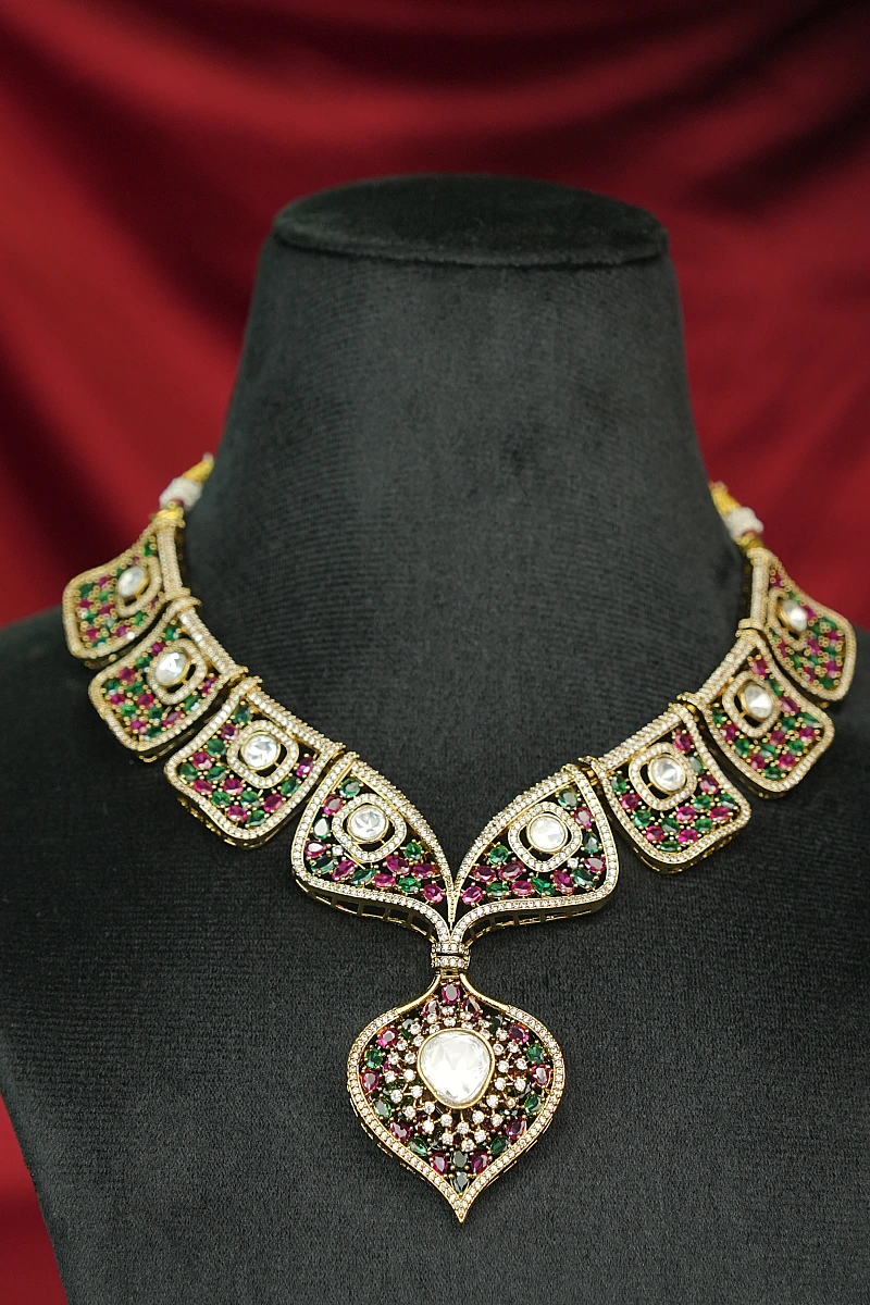 Elegant Moissanite Necklace Set with Matching Earrings - Image 2