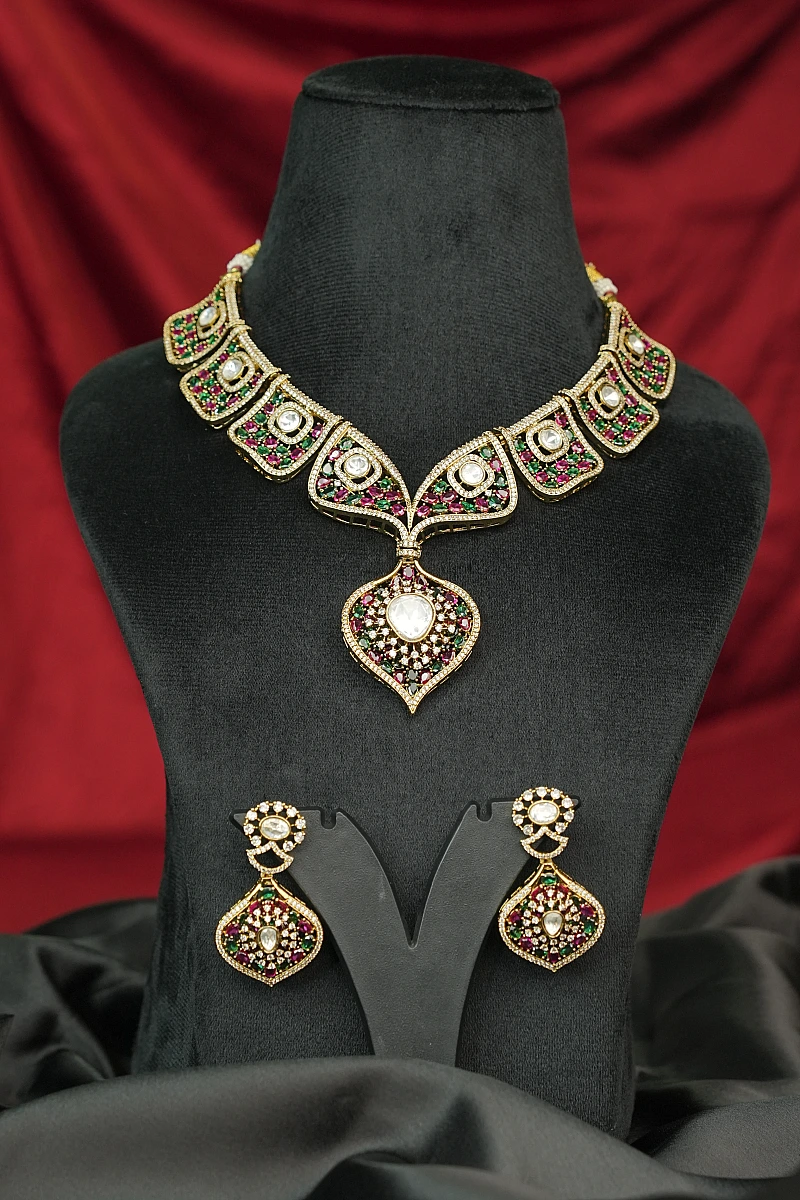 Elegant Moissanite Necklace Set with Matching Earrings