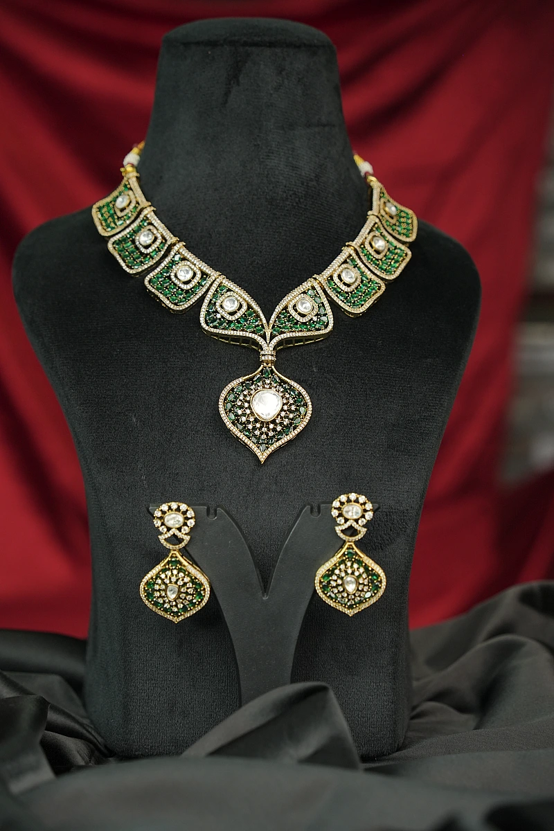 Elegant Moissanite Necklace Set with Matching Earrings