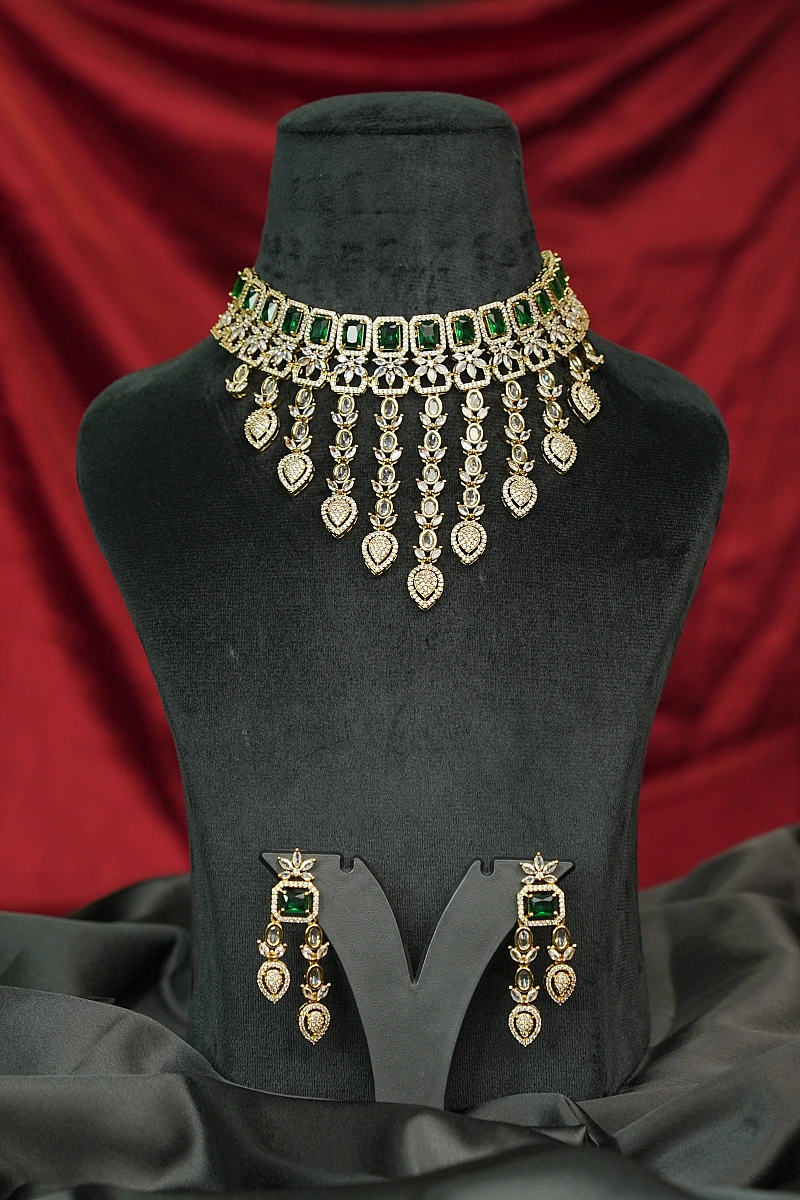 Elegant Moissanite Necklace Set with Matching Earrings