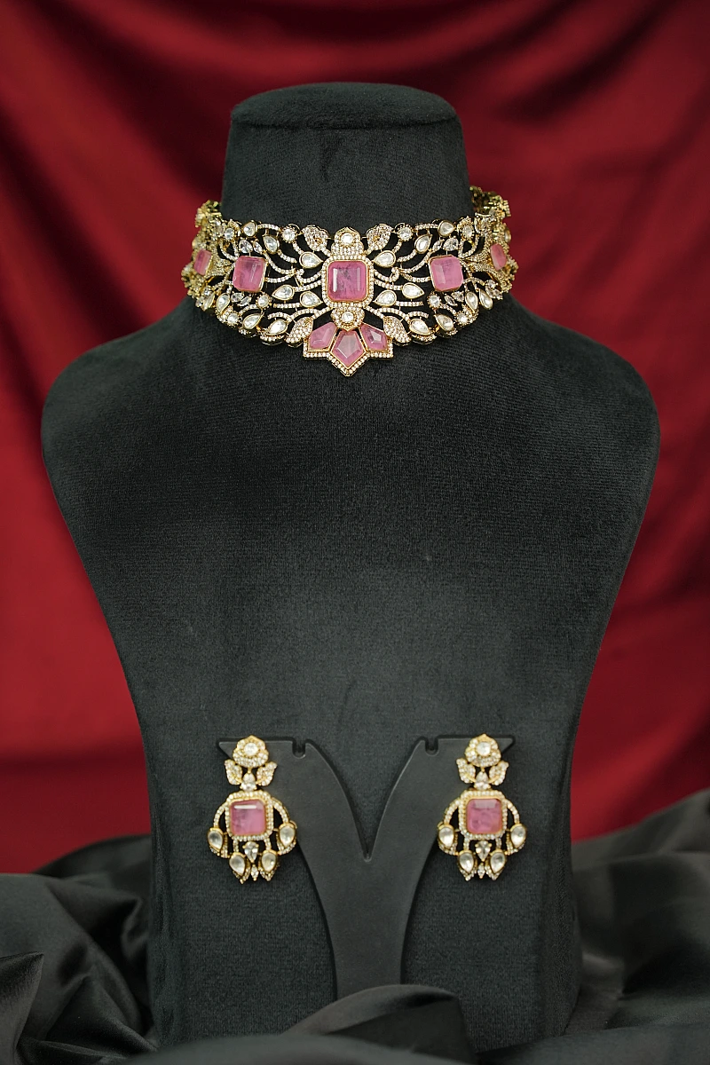 Elegant Moissanite Necklace Set with Matching Earrings