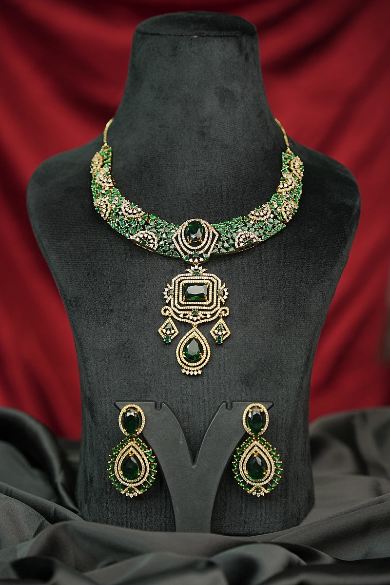 Elegant Moissanite Necklace Set with Matching Earrings