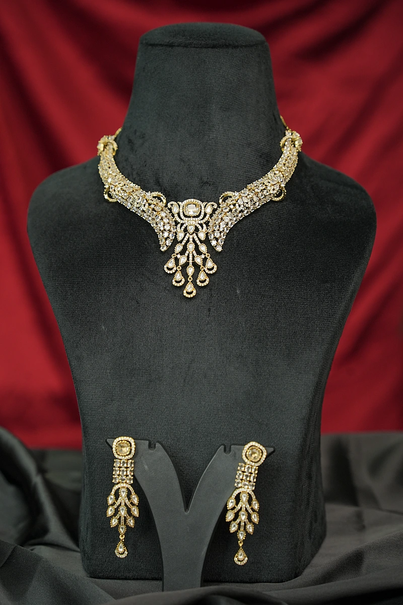 Elegant Moissanite Necklace Set with Matching Earrings