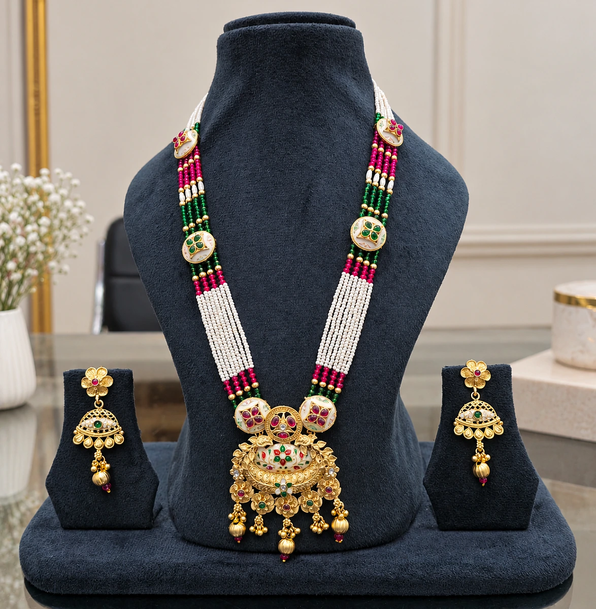 Heritage Pearl Kundan Necklace Set