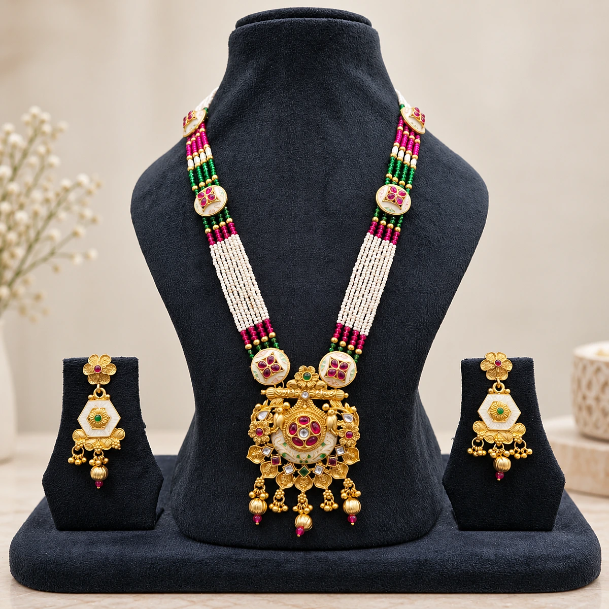 Heritage Pearl Kundan Necklace Set
