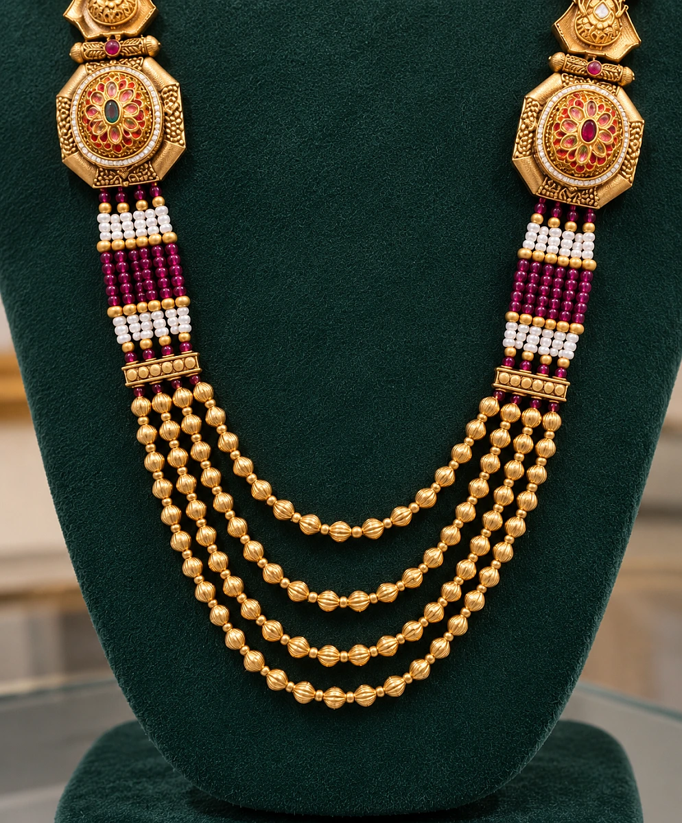 Heritage Pearl Kundan Necklace Set - Image 2