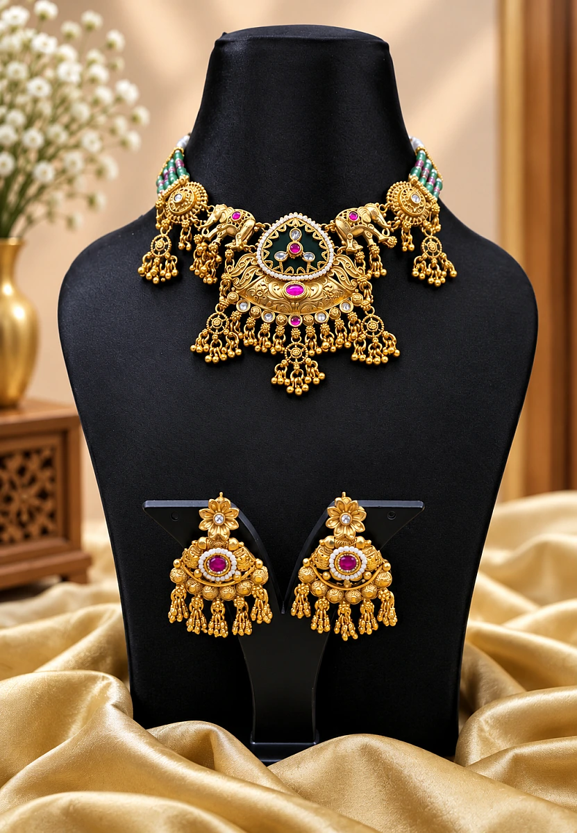 Heritage Pearl Kundan Necklace Set