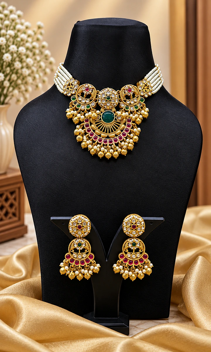 Heritage Pearl Kundan Necklace Set
