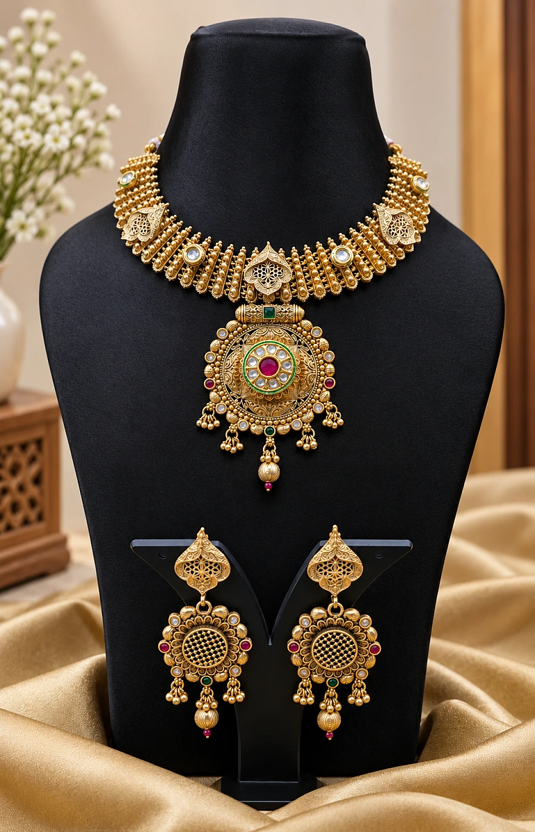 Heritage Pearl Kundan Necklace Set