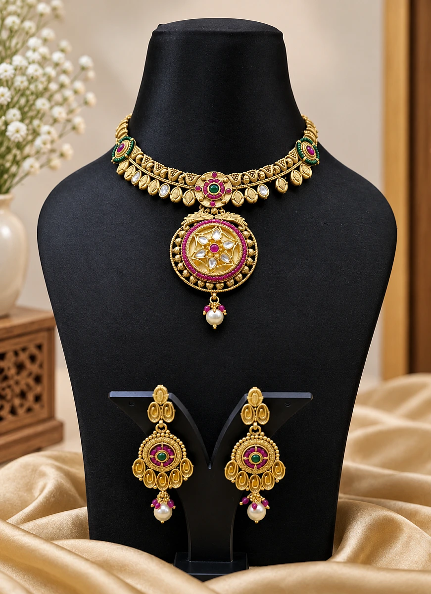 Heritage Pearl Kundan Necklace Set