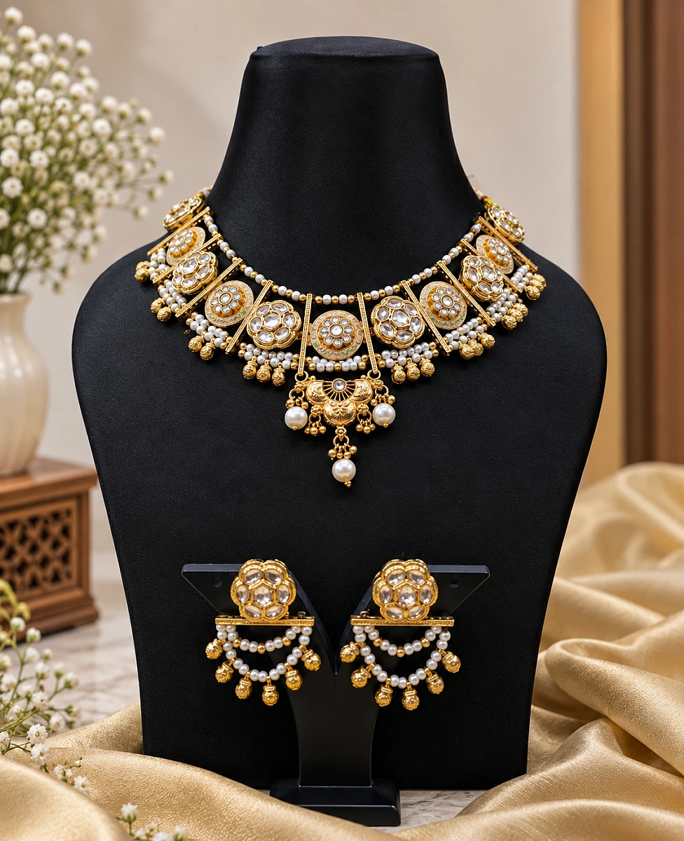 Heritage Pearl Kundan Necklace Set