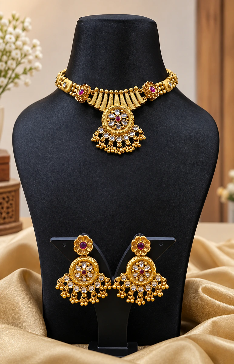 Heritage Pearl Kundan Necklace Set