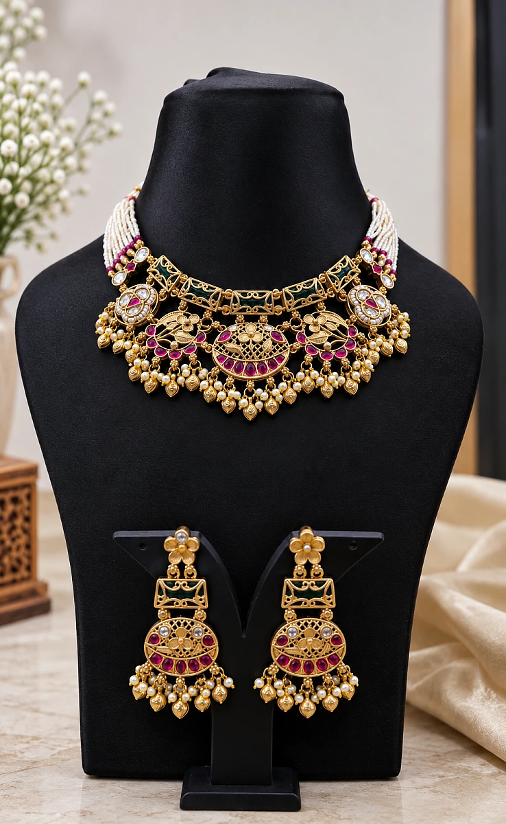 Heritage Pearl Kundan Necklace Set
