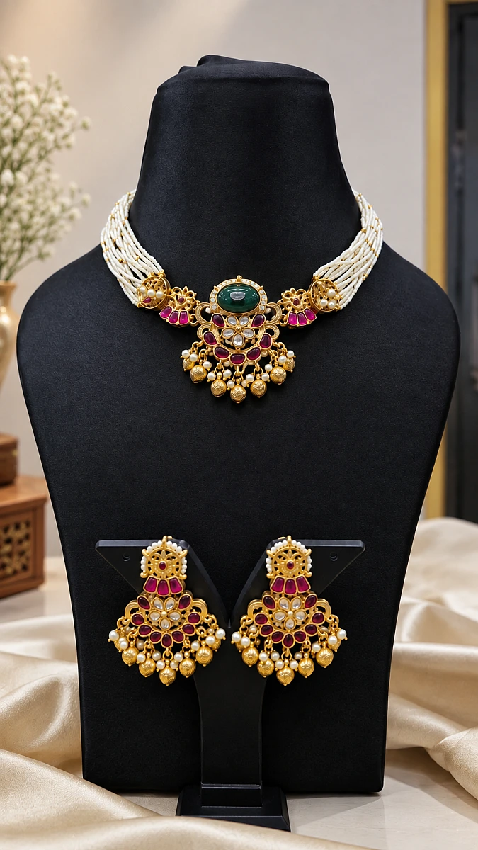 Heritage Pearl Kundan Necklace Set