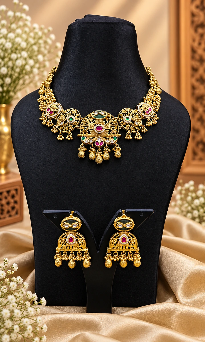Heritage Pearl Kundan Necklace Set