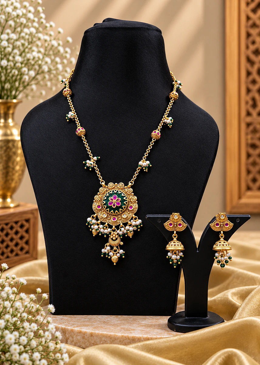 Heritage Pearl Kundan Necklace Set