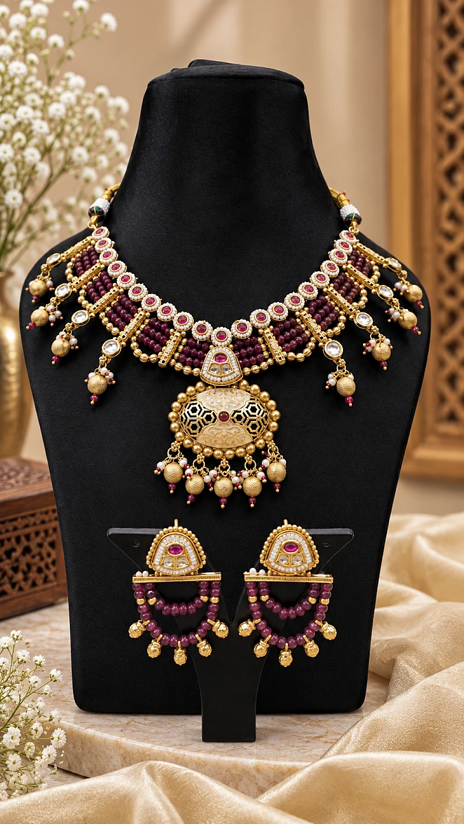 Heritage Pearl Kundan Necklace Set