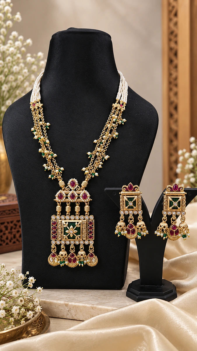 Heritage Pearl Kundan Necklace Set