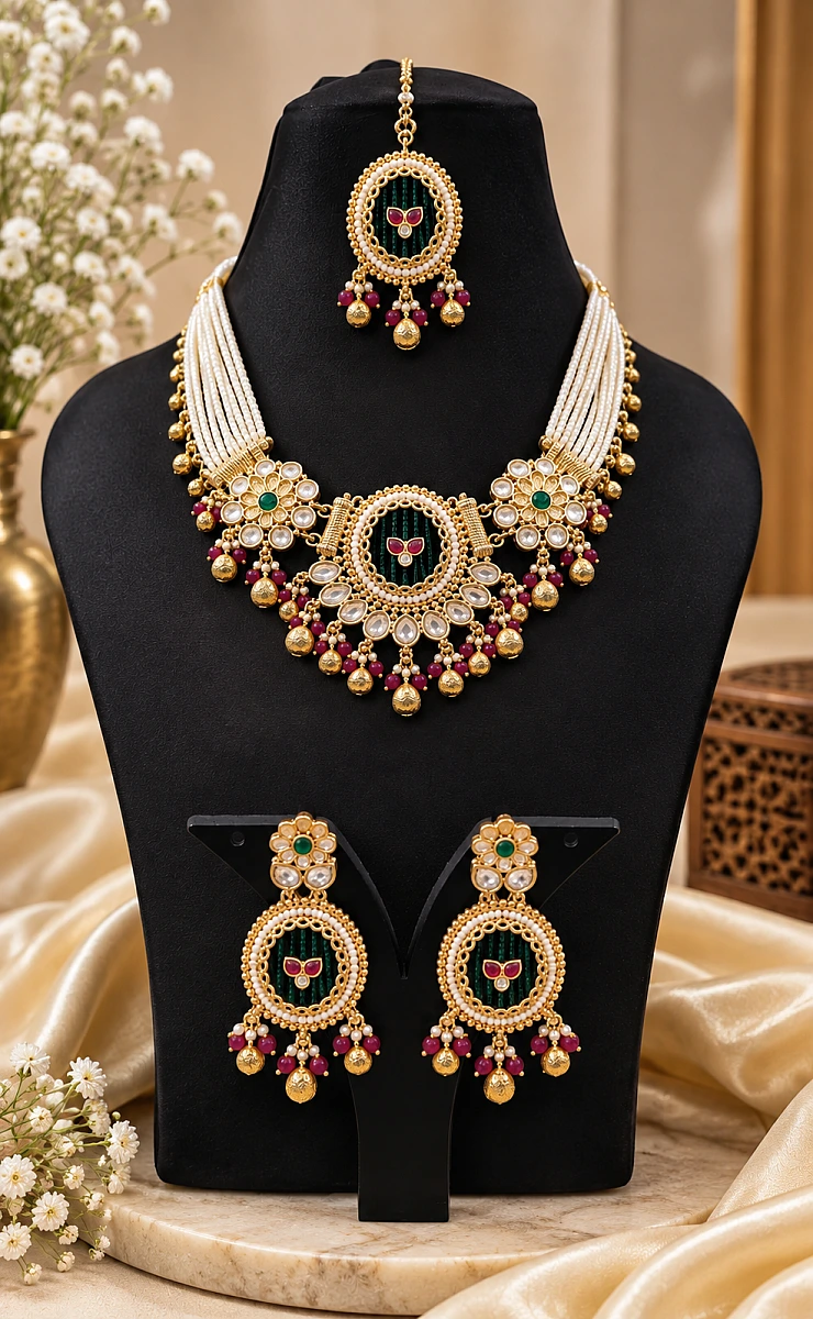 Heritage Pearl Kundan Necklace Set