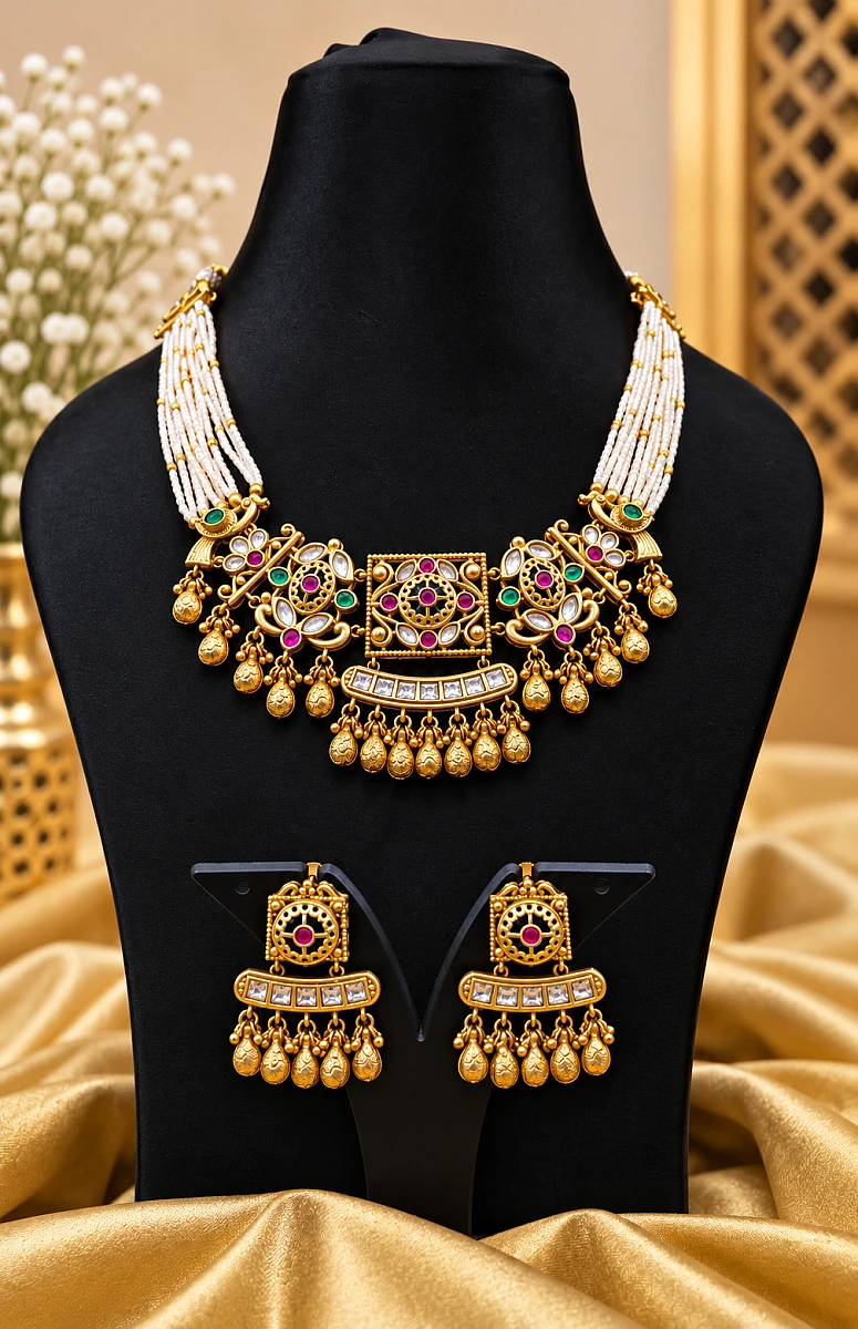 Heritage Pearl Kundan Necklace Set