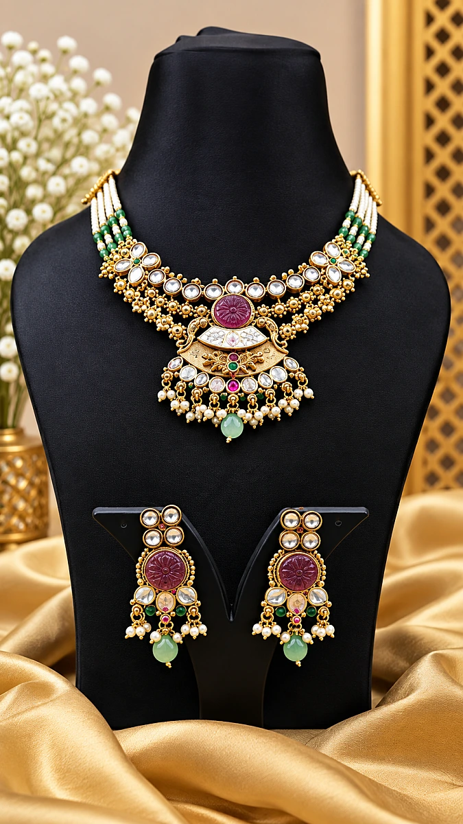 Heritage Pearl Kundan Necklace Set