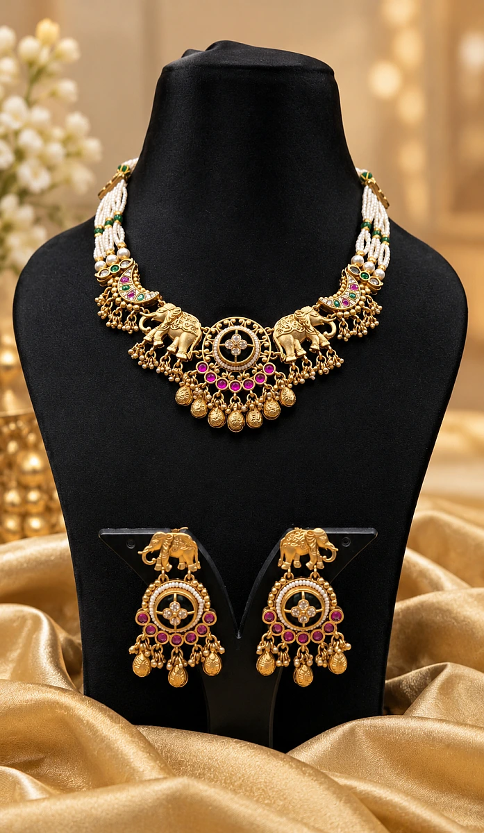 Heritage Pearl Kundan Necklace Set