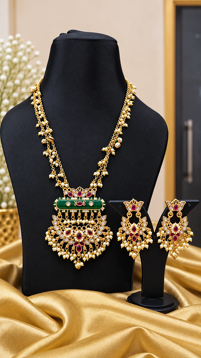 Heritage Pearl Kundan Necklace Set