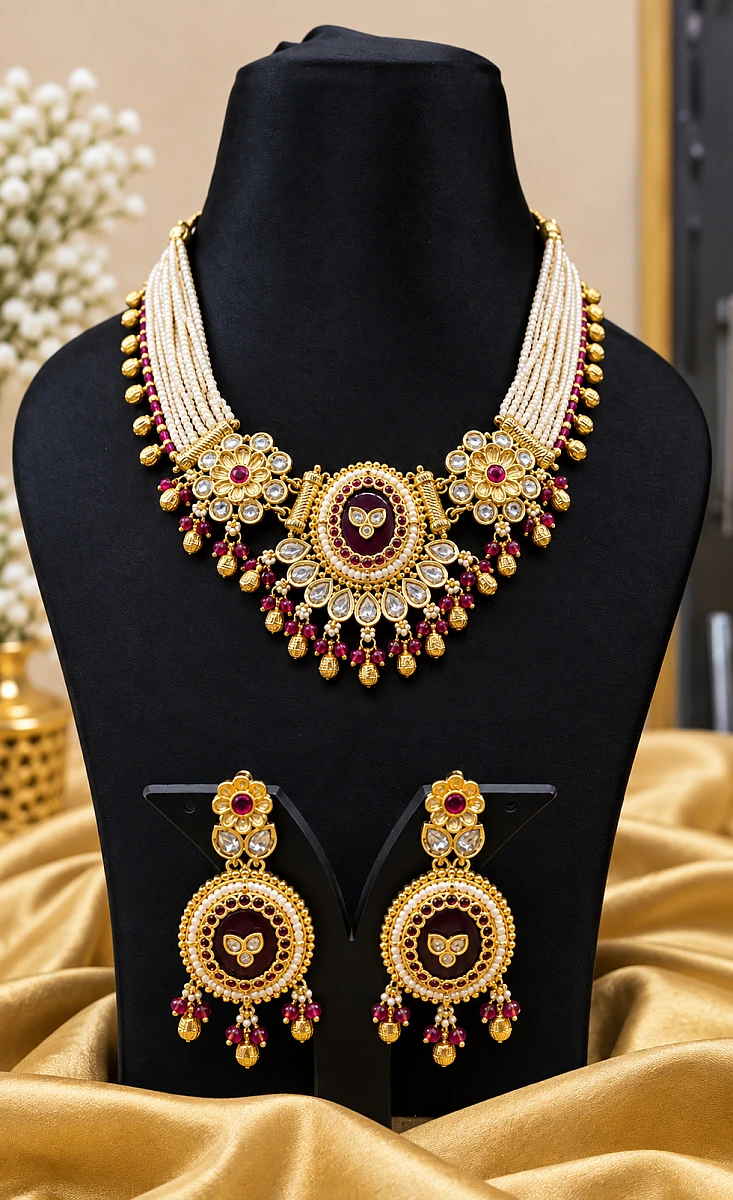 Heritage Pearl Kundan Necklace Set