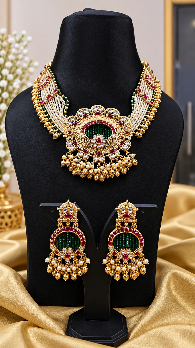Heritage Pearl Kundan Necklace Set