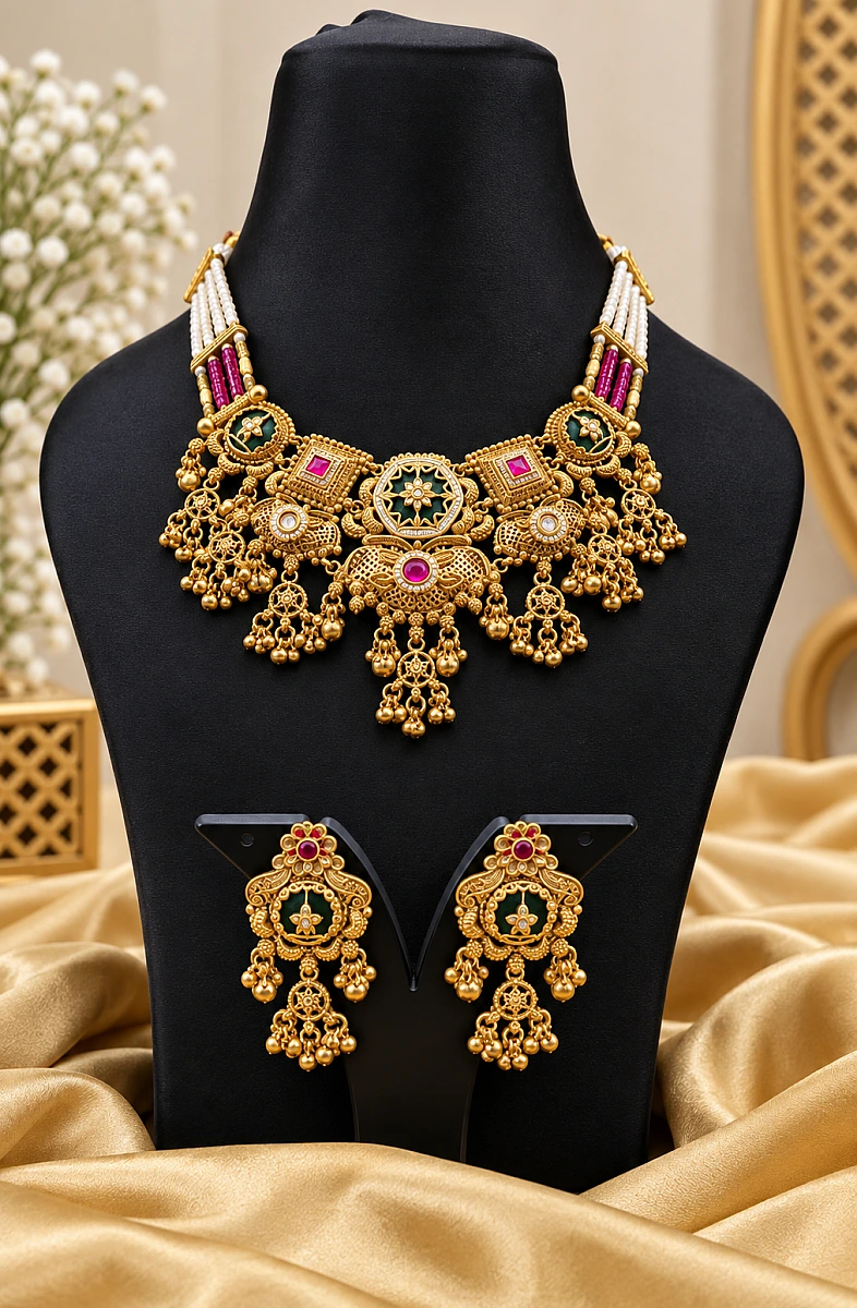 Heritage Pearl Kundan Necklace Set