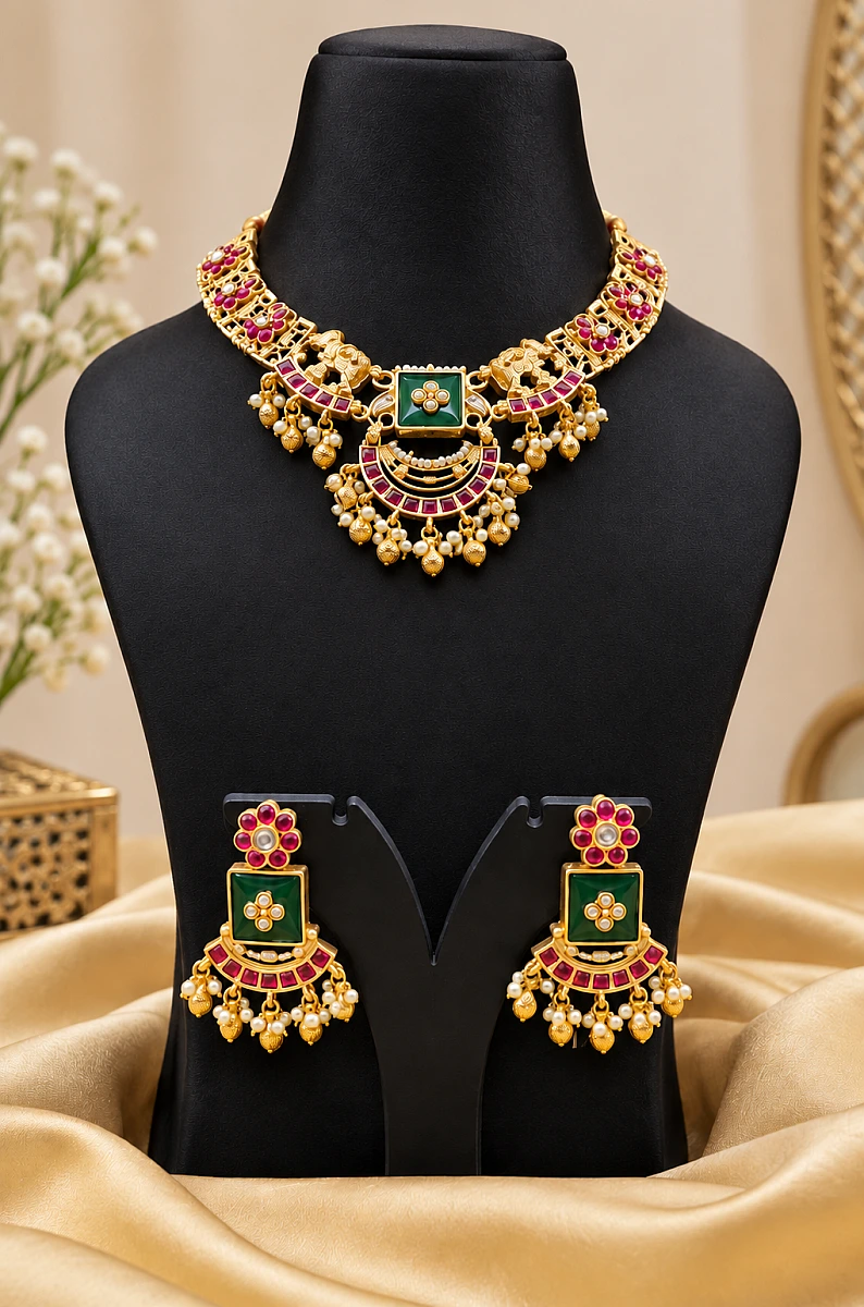 Heritage Pearl Kundan Necklace Set