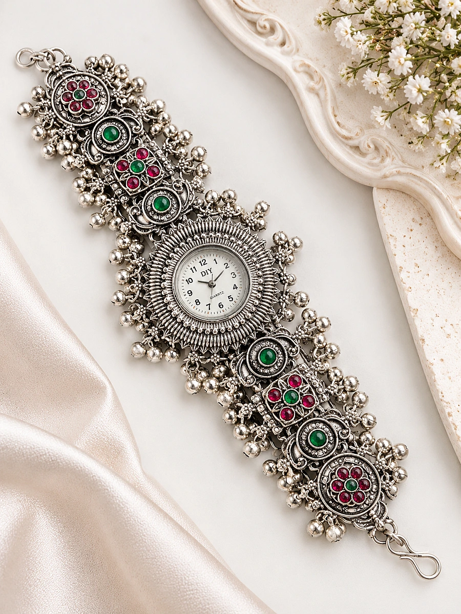 Oxidised Silver Watch