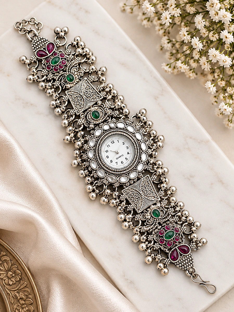 Oxidised Silver Watch