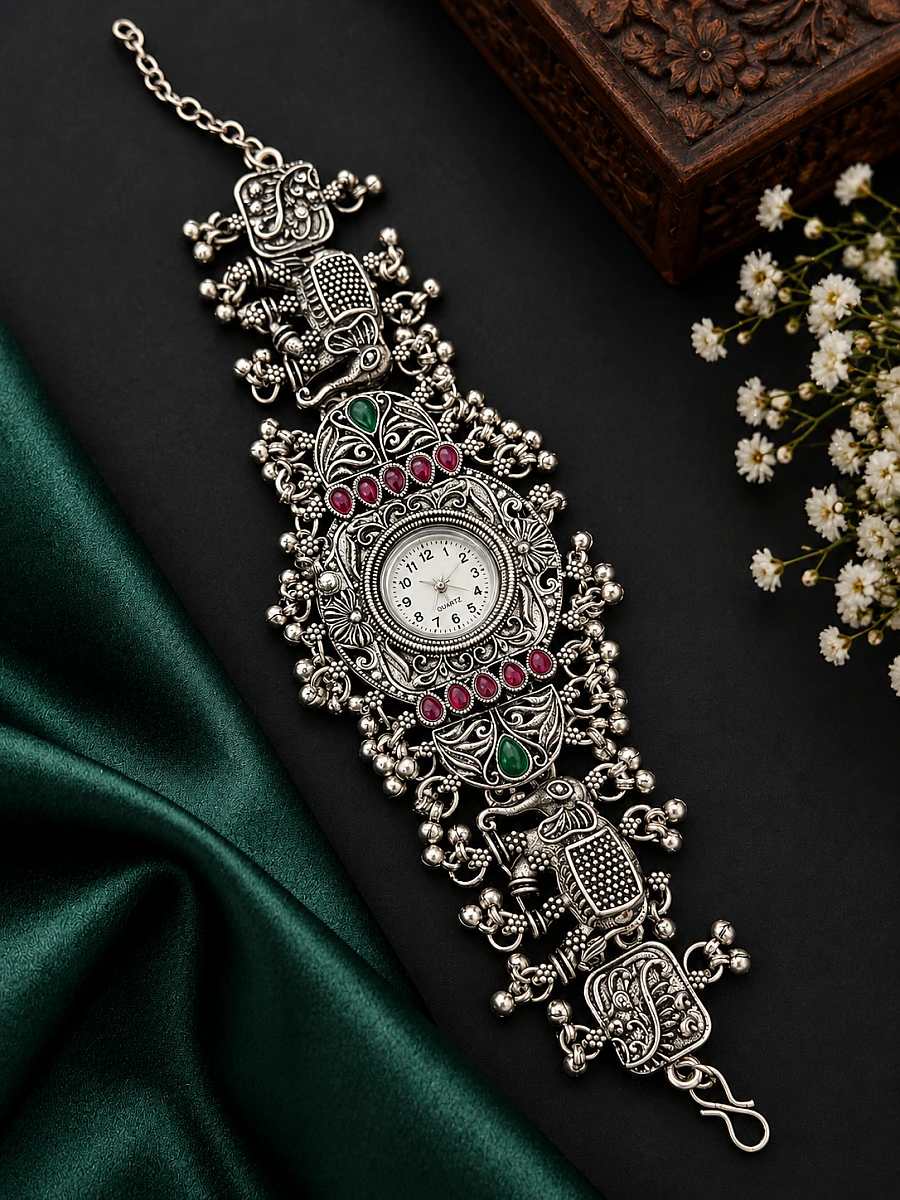 Oxidised Silver Watch